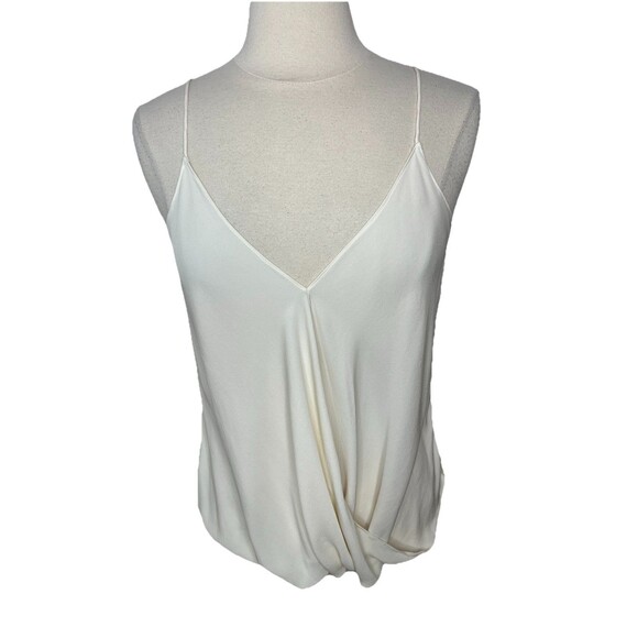 Theory Womens Ivory 100% Silk Georgette Sleeveless V Neck Top Size L Tiny Flaw - Picture 1 of 8